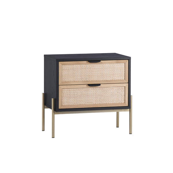 table-chevet-rotin-emaille-style