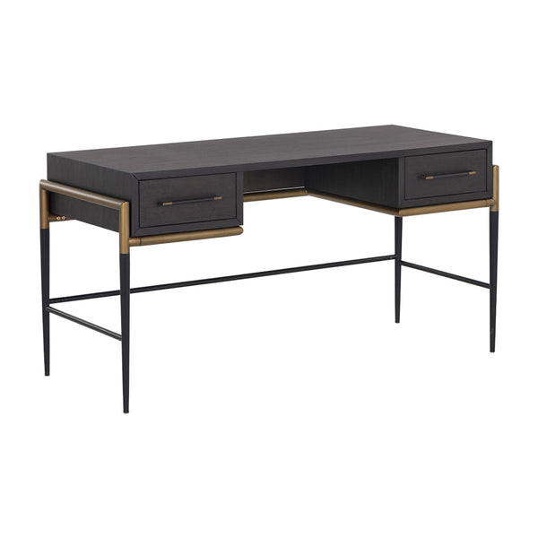 Bureau-bois-marron-émaillé-style