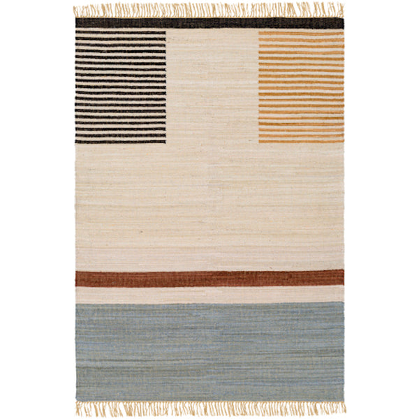 carpette frange beige bleu rouge Maillé Style