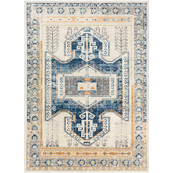 carpette motif marine bleu creme MAillé Style