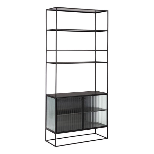 LA BIBLIOTHÈQUE - NOIRE - FER - VERRE - CANNELÉ - MAILLESTYLE