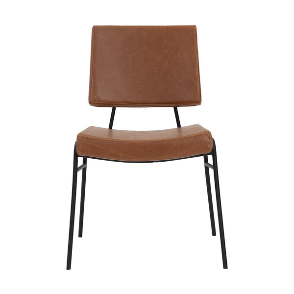 LA CHAISE DE SALLE À MANGER - NOISETTE - FAUX - CUIR - BASE - FER - NOIR - MAILLÉSTYLE