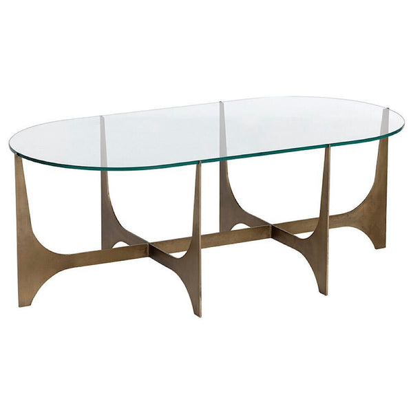 LA TABLE À CAFÉ - VERRE - LAITON - ANTIQUE - MUTLIPATTES - OVALE - MAILLÉSTYLE