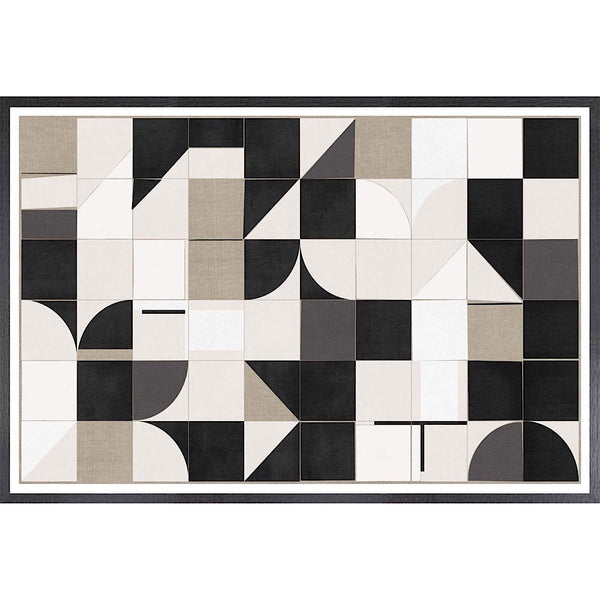 LE TABLEAU D'ART - GÉOMÉTRIE DU LIN - BRUN - IVOIRE -NOIR - TAUPE - NOIR - MAILLESTYLE