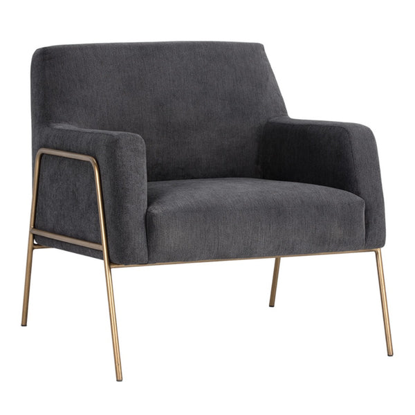 Fauteuil Roberto, chaise d'appoint en velours gris reposant sur une structure en laiton antique avec un style élégant et confortable par Maillé Style (Érik Maillé)