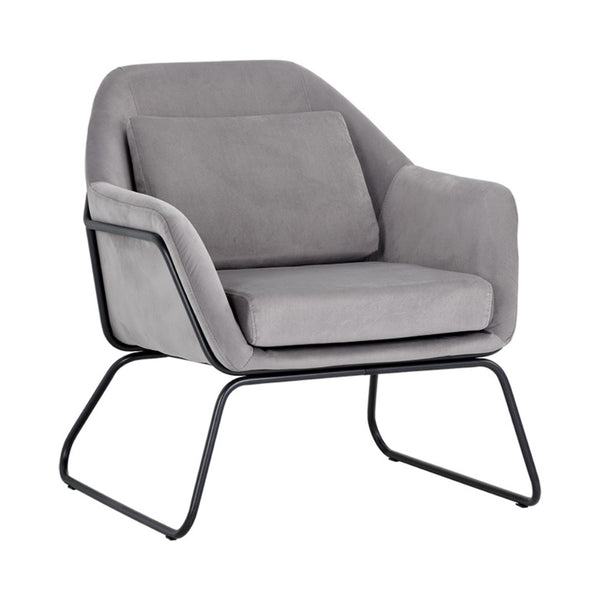 Fauteuil Rock, chaise d'appoint en tissu gris reposant sur une structure en métal noir avec un style tendance, moderne et polyvalent par Maillé Style (Érik Maillé)