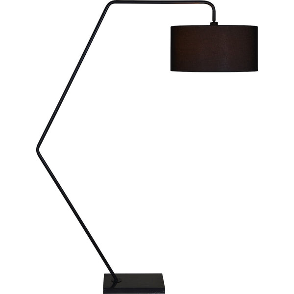 Lampe sur pied Linea moderne marbre noir et abat jour noir Maillé style