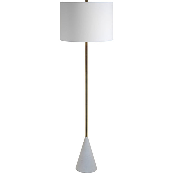Lampe sur pied Luna or abat jour en lin blanc et base en béton Maillé style