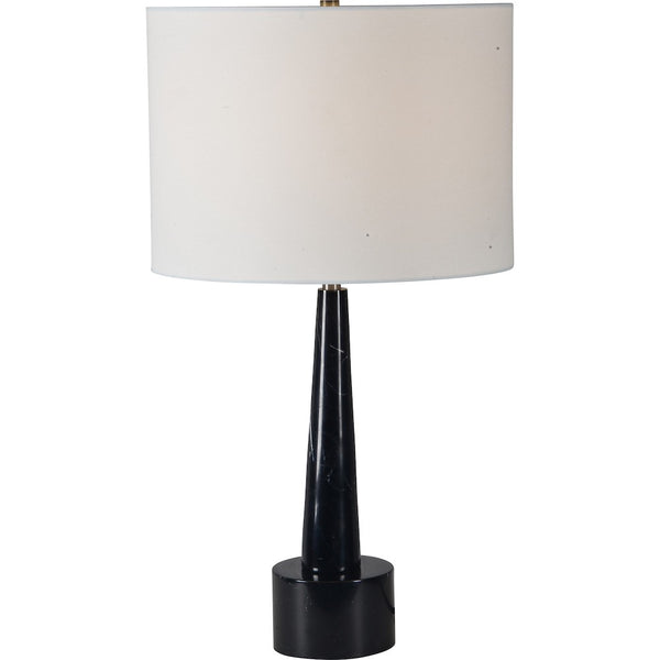 lampe sur table romeo en marbre noir et abat jour blanc Maillé style