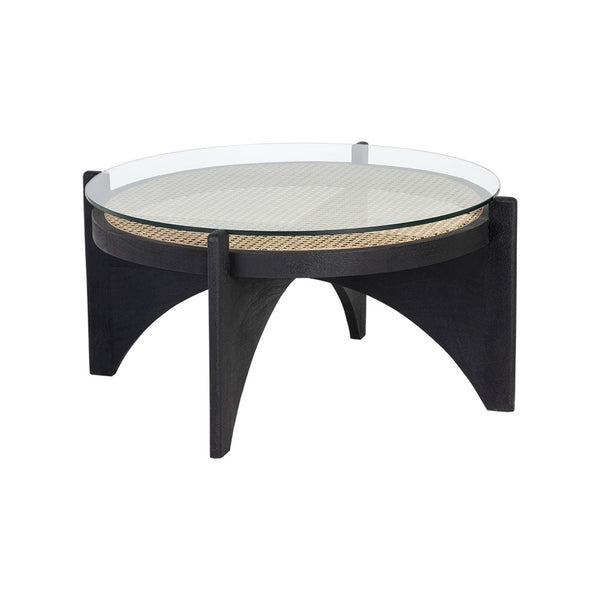 table-basse-noire-cannage-émaillé-style