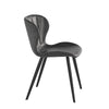 ANABELLE, chaise de salle à manger compacte, moderne et féminine en cuir vegan gris et tissu gris avec des pieds en métal noir par Maillé Style (Érik Maillé)