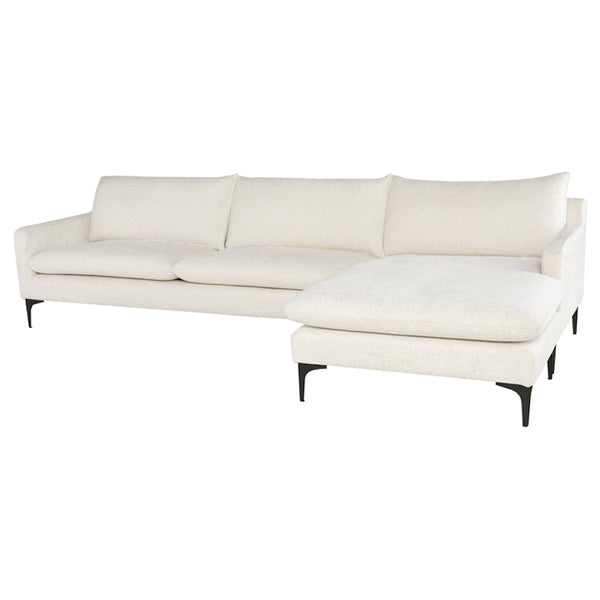 ANDERS, canapé sectionnel en tissu blanc ivoire avec pieds de métal noir mat par Maillé Style (Érik Maillé)