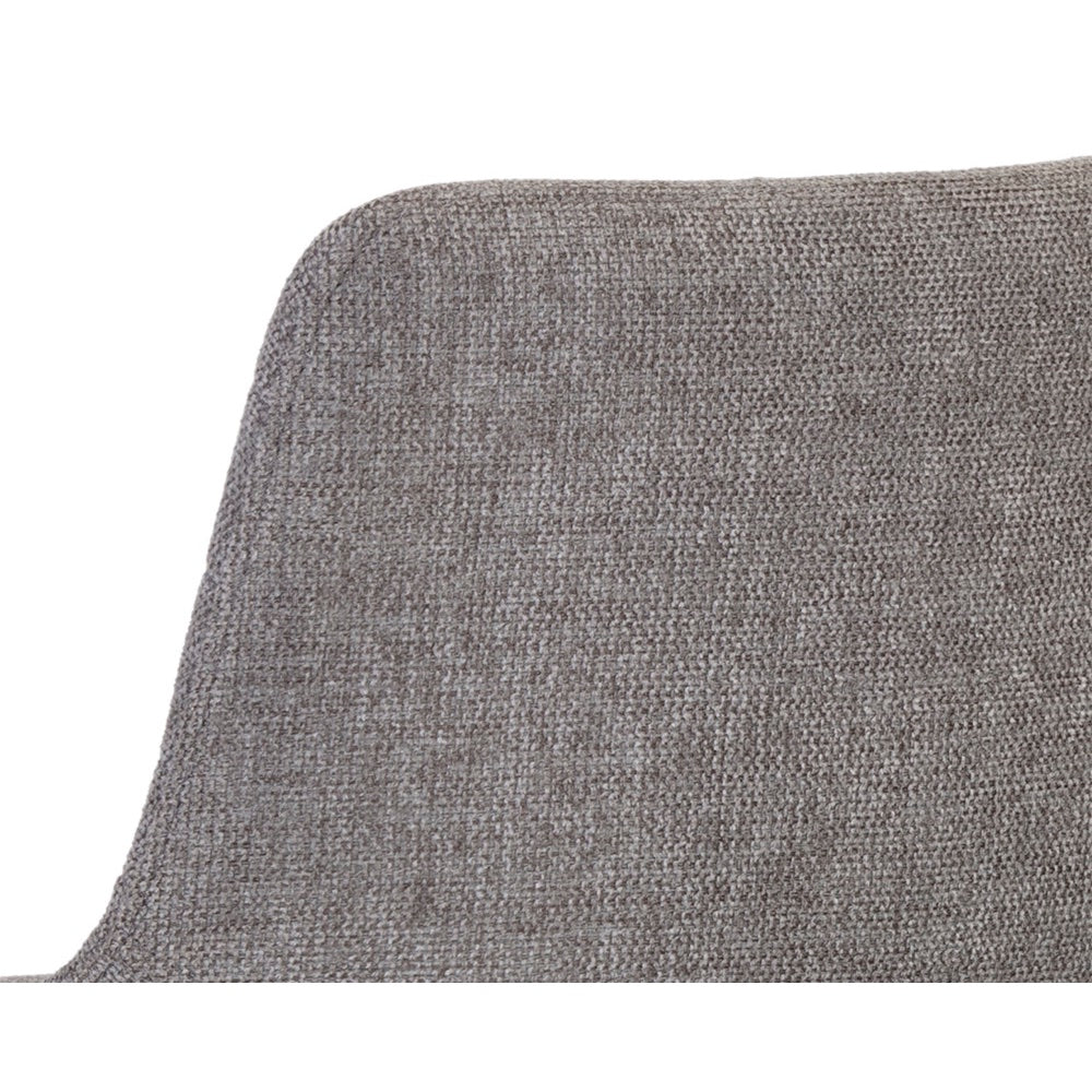 Tabouret de comptoir pivotant Andréa avec un siège en tissu gris et un pied doré pour un design industriel et féminin par Maillé Style (Érik Maillé)