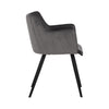 Chaise de salle à manger ANDY, fauteuil mêlant similicuir et tissu gris pour l'assise et pieds en métal noir par Maillé Style (Érik Maillé)