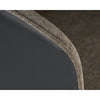 Le tabouret de comptoir Ashley est confortable avec son dossier en forme de tonneau et moderne avec le contraste entre le tissu gris foncé de l'assise et le cuir noir extérieur par Maillé Style (Érik Maillé) 