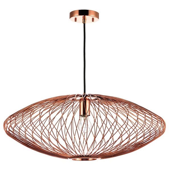 Le luminaire suspendu avec son design Mid-Century sophistiqué de fils de cuivre poli entrelacés par Maillé Style (Érik Maillé)