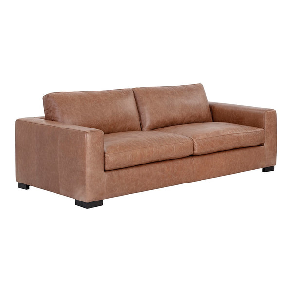 Sofa Bay, canapé en cuir brun véritable pour un design classique avec une touche contemporaine par Maillé Style (Érik Maillé)