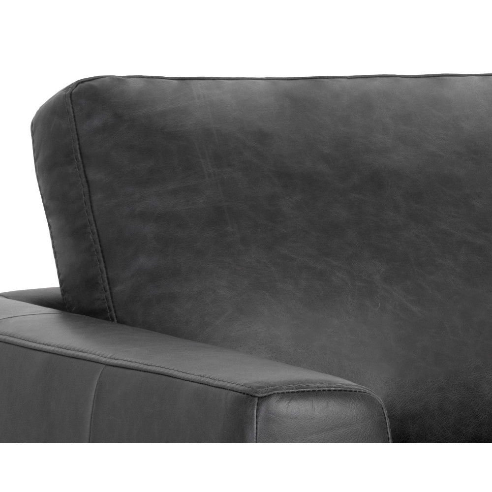 Sofa Bay, canapé en cuir noir véritable pour un design classique avec une touche contemporaine par Maillé Style (Érik Maillé)