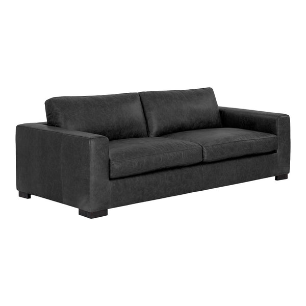 Sofa Bay, canapé en cuir noir véritable pour un design classique avec une touche contemporaine par Maillé Style (Érik Maillé)