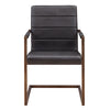 Chaise de salle à manger Boris, chaise avec accoudoirs à la structure en bronze rustique et à l'assise en cuir noir pour un design vintage, contemporain et masculin par Maillé Style (Érik Maillé)