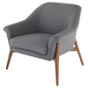 Chaise CHARLIZE, fauteuil en tissu gris schiste et structure de bois noyer par Maillé Style (Érik Maillé)