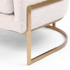 Chaise Colette, fauteuil en tissu blanc et structure en laiton par Maillé Style (Érik Maillé)