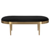 Banc Coralie, banc oval avec une assise de tissu noir encastré dans une base dorée par Maillé Style (Érik Maillé)
