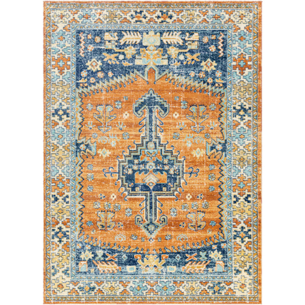carpette motif orange bleu marine Maillé Style