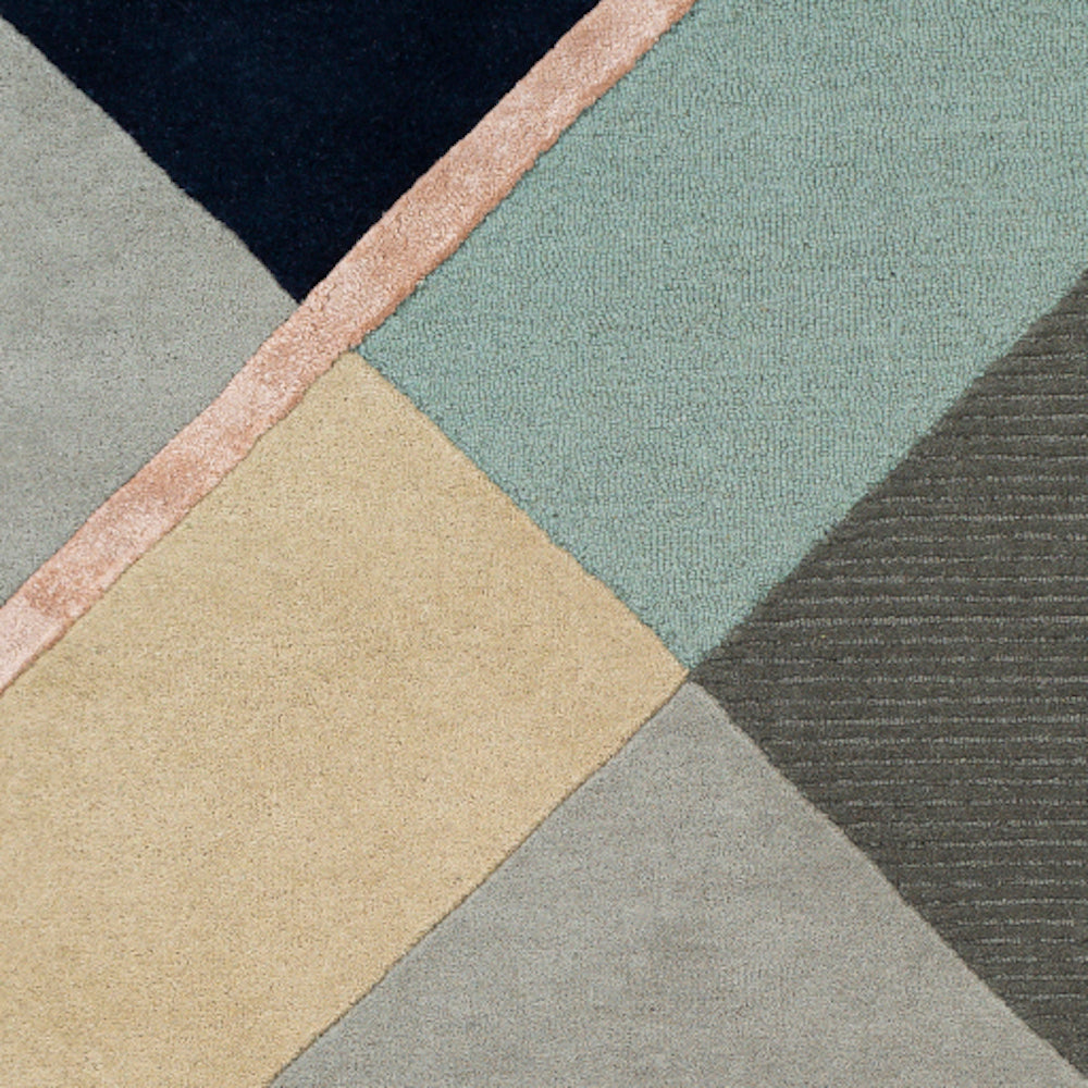 carpette moderne gris bleu forme géométrique Maillé Style