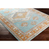 carpette turquoise orange motif creme bleu