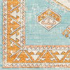 carpette turquoise orange motif creme bleu