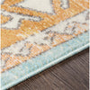 carpette turquoise orange motif creme bleu