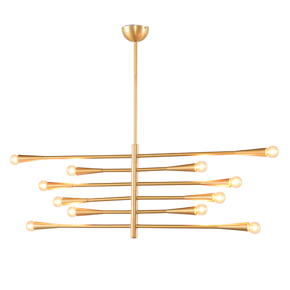 Luminaire suspendu Dahlia, suspension linéaire à 6 tiges se finissant en trompettes pour un design créatif et gracieux par Maillé Style (Érik Maillé)
