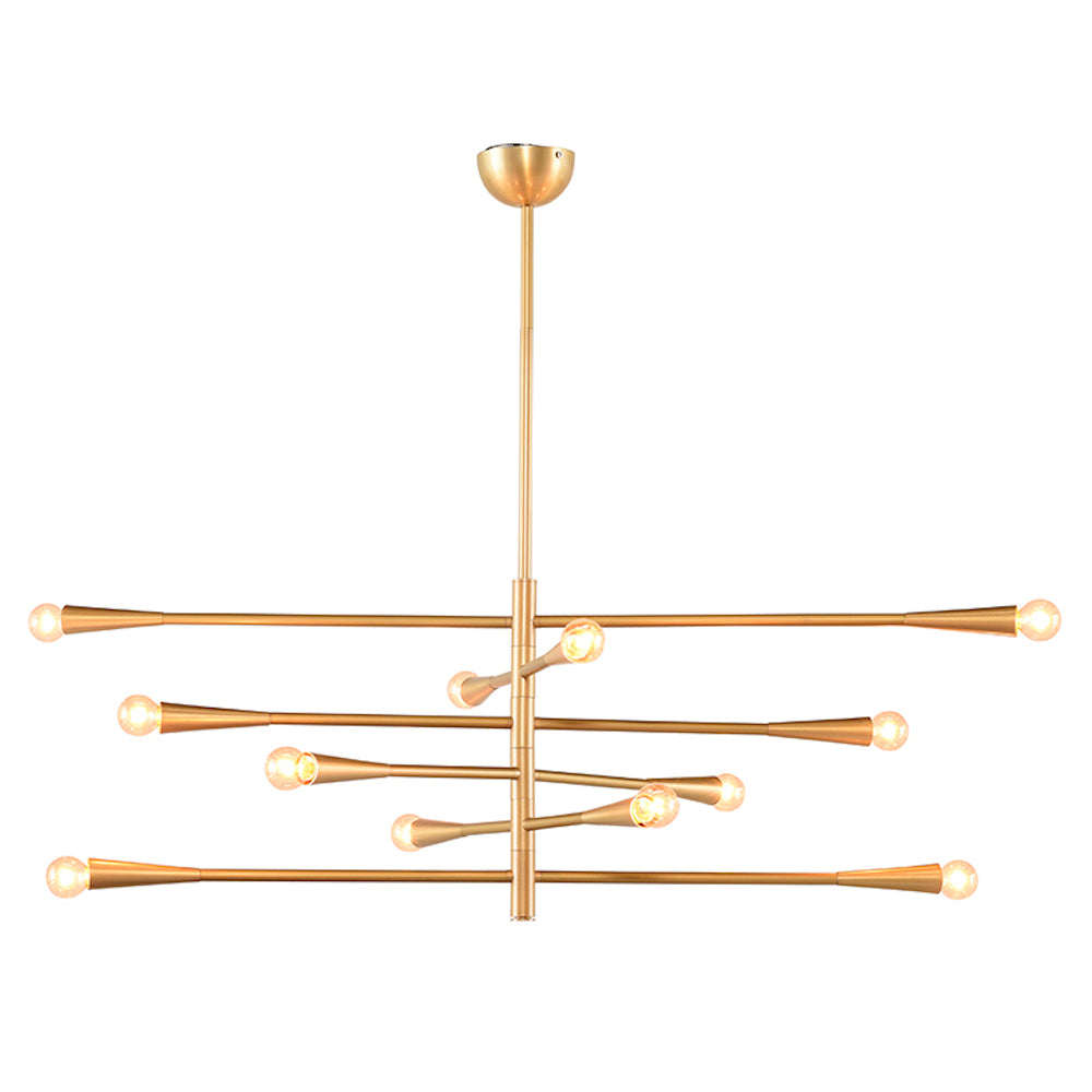 Luminaire suspendu Dahlia, suspension linéaire à 6 tiges se finissant en trompettes pour un design créatif et gracieux par Maillé Style (Érik Maillé)