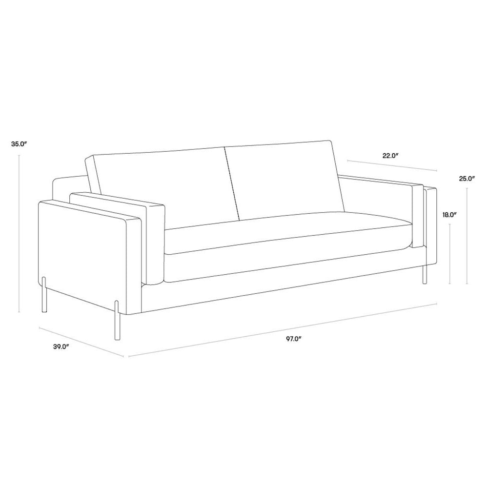 Sofa Dalia, canapé en tissu gris clair à double accoudoirs pour un grand confort par Maillé Style (Érik Maillé)