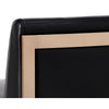 Tabouret de comptoir Dean, tabouret au cadre en laiton apparent encadrant un siège en cuir noir pour un design élégant et superbe par Maillé Style (Érik Maillé)