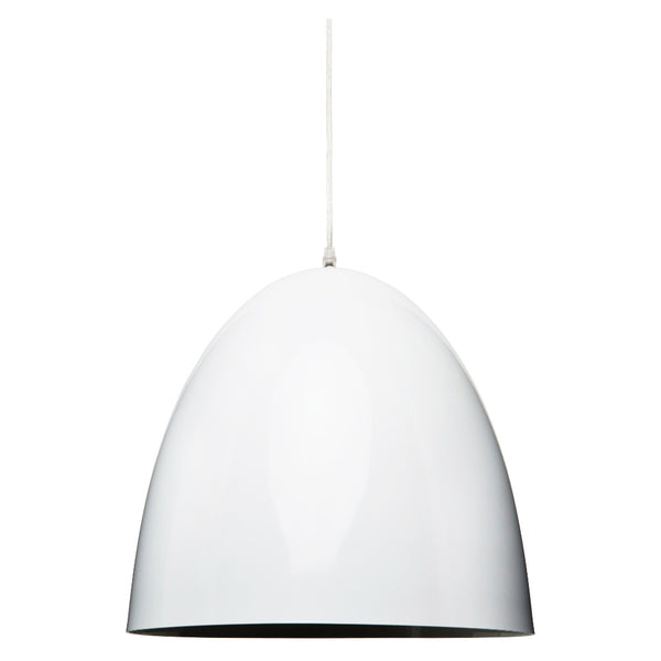 Le luminaire suspendu DOME présente un design moderne et esthétique avec son cône blanc mat par Maillé Style (Érik Maillé)