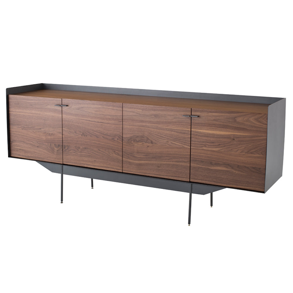 Le rangement EGON est un buffet avec 4 portes encadrées par une structure de bronze pour un design contemporain, moderne et minimaliste par Maillé Style (Érik Maillé)