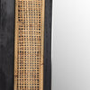 Miroir ERIK, cadre en bois noir et insertion de rotin naturel par Maille Style (Érik Maillé)