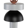 FLORA, luminaire suspendu avec superposition de cuivre, béton et métal noir mat pour l'abat-jour et des frange de verre noir par Maillé Style (Érik Maillé)