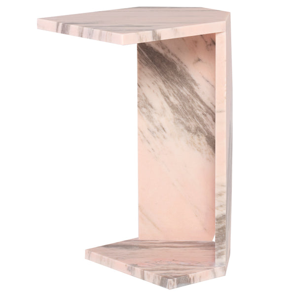 GIA est une table d'appoint totalement en marbre rose tout en finesse par Maillé Style (Érik Maillé)