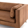 Sofa HUGO, canapé contemporain en cuir cognac et patte de chêne par Maillé Style (Érik Maillé)