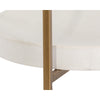 Table basse Jérôme, table de salon ronde avec un plateau en verre clair et une tablette en béton blanc pour un design élégant et discret par Maillé Style (Érik Maillé)
