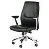 La chaise de bureau KLAUSE avec sa cuirette noire et ses accents de chrome est ergonomique et élégante par Maillé Style (Érik Maillé)