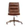 LA CHAISE DE BUREAU - COGNAC - FAUX - CUIR - ROULETTES - LAITON ANTIQUE - CAPITONNÉE - MAILLESTYLE