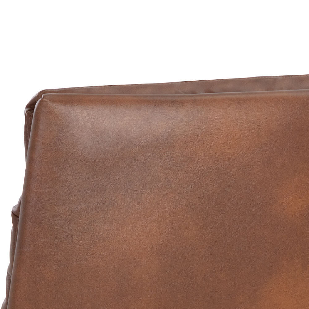 LA CHAISE DE BUREAU - COGNAC - FAUX - CUIR - ROULETTES - LAITON ANTIQUE - CAPITONNÉE - MAILLESTYLE