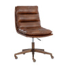 LA CHAISE DE BUREAU - COGNAC - FAUX - CUIR - ROULETTES - LAITON ANTIQUE - CAPITONNÉE - MAILLESTYLE