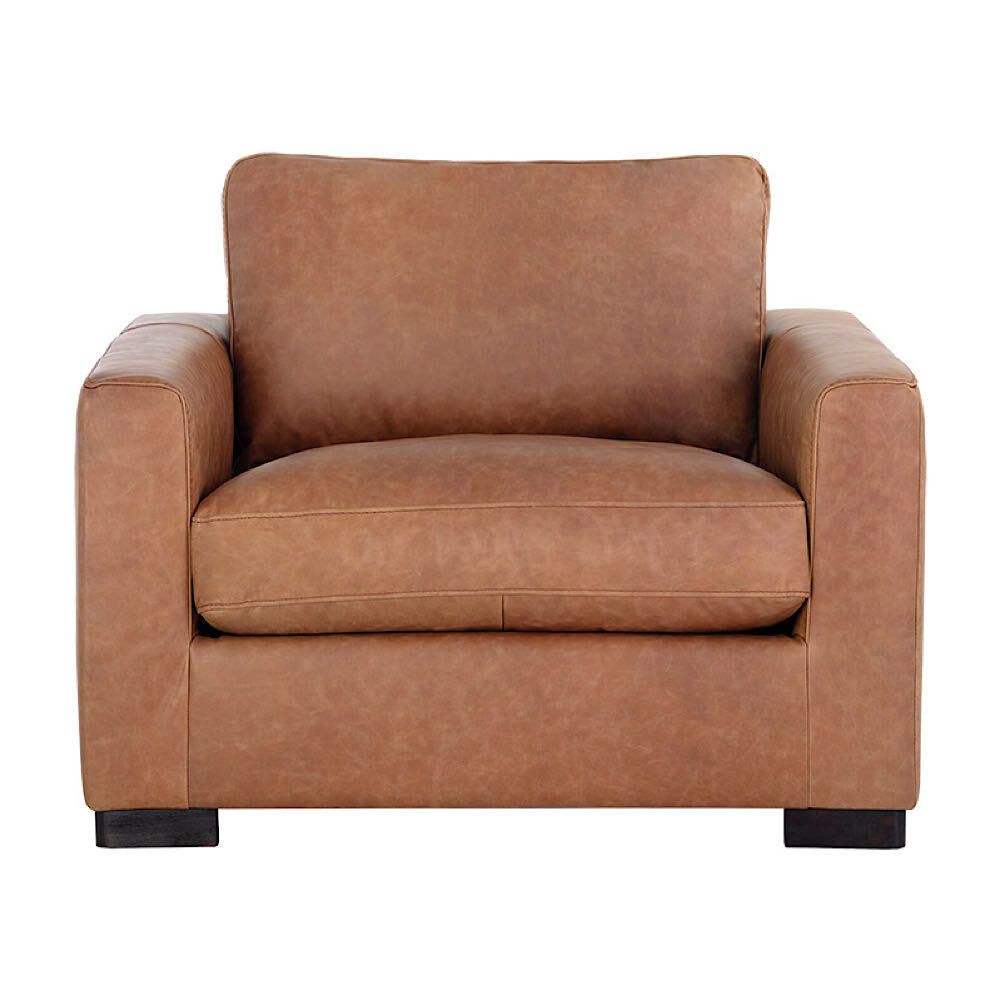 LE FAUTEUIL - CARRÉ - CUIR - CARAMEL - MASSIF - MAILLÉSTYLE