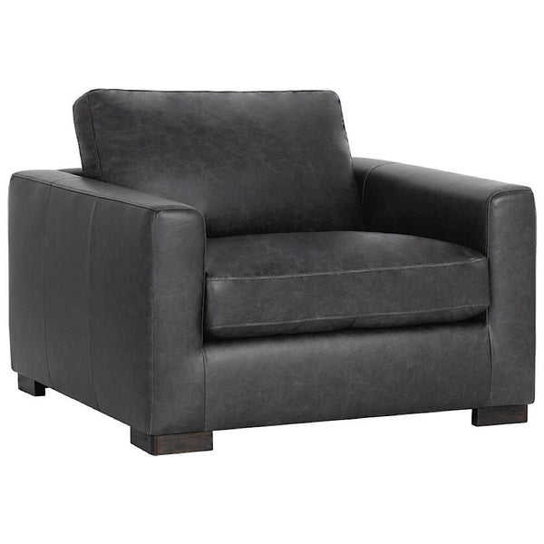 LE FAUTEUIL - CARRÉ - CUIR - NOIR - MASSIF - MAILLÉSTYLE