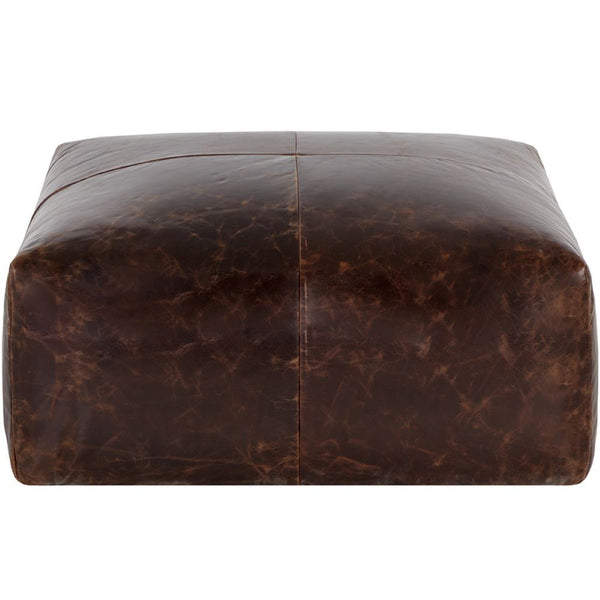 LE POUF - CARRÉ - CHOCOLAT - CUIR - ANTIQUE - MAILLÉSTYLE